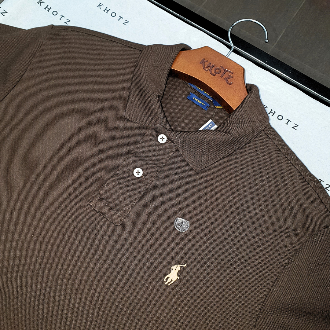 Polo Ralph Lauren Masculina Marrom Escuro Pony Creme