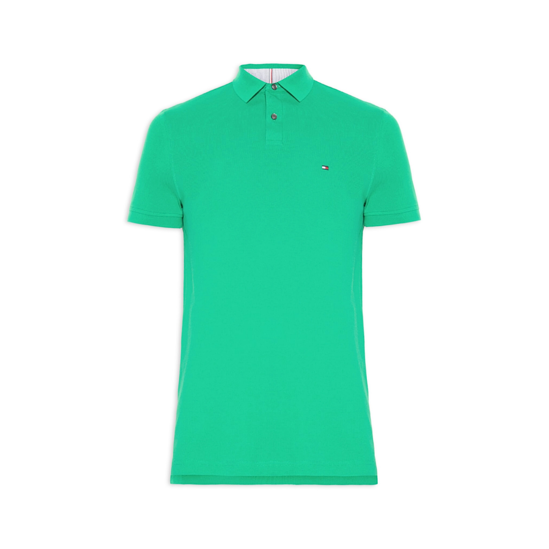 Polo Tommy Hilfiger Masculina Verde Bandeira 1985 Regular Fit