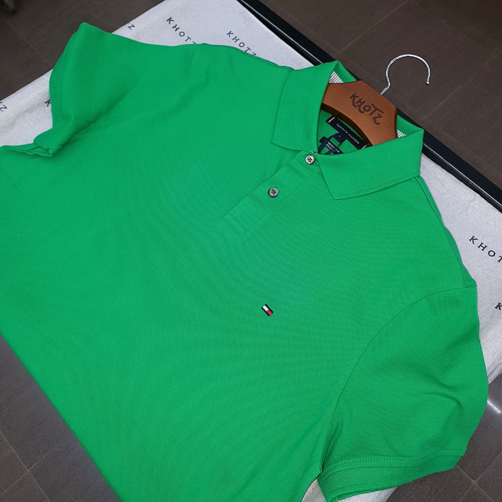 Polo Tommy Hilfiger Masculina Verde Bandeira 1985 Regular Fit