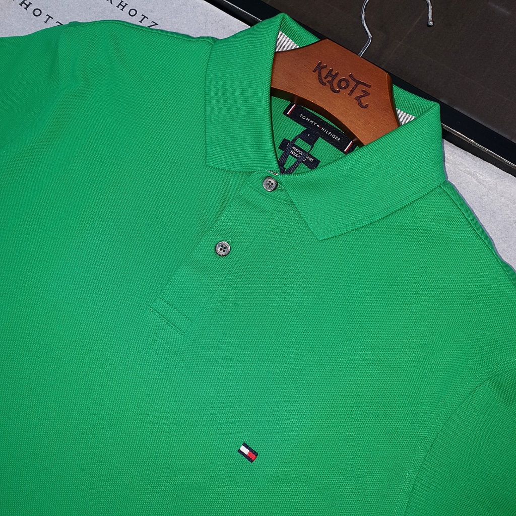 Polo Tommy Hilfiger Masculina Verde Bandeira 1985 Regular Fit