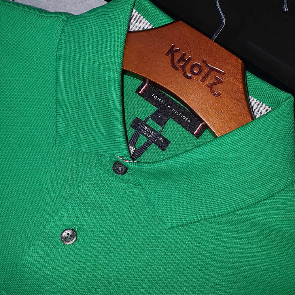 Polo Tommy Hilfiger Masculina Verde Bandeira 1985 Regular Fit