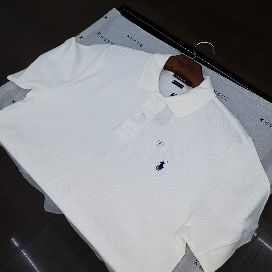 Polo Ralph Lauren Masculina Branca Pony Marinho