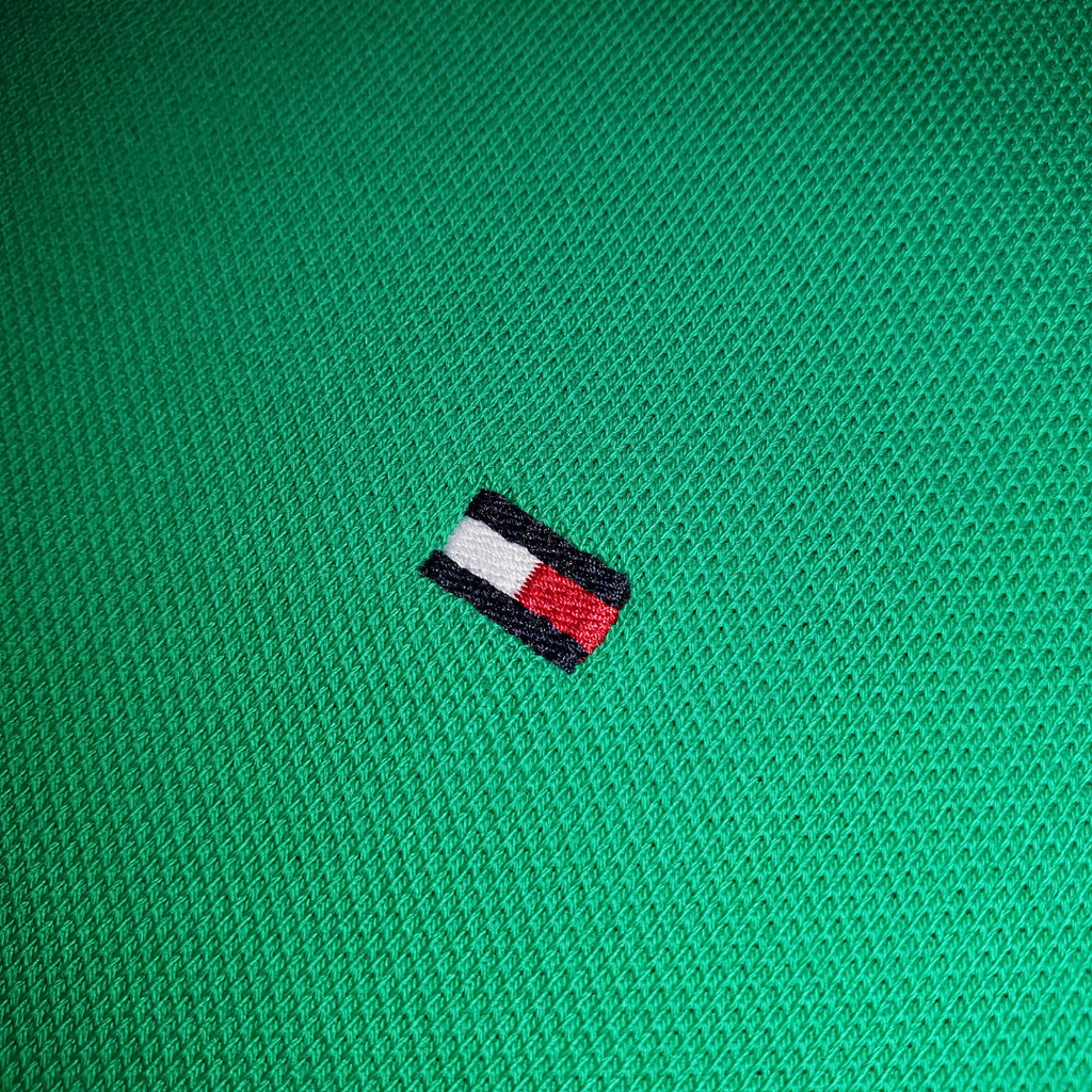 Polo Tommy Hilfiger Masculina Verde Bandeira 1985 Regular Fit