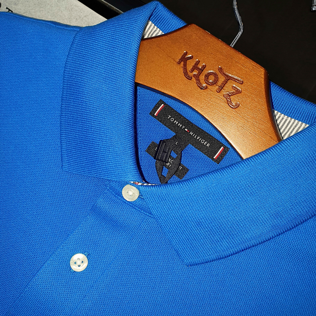 Polo Tommy Hilfiger Masculina  Azul Piscina 1985 Regular Fit