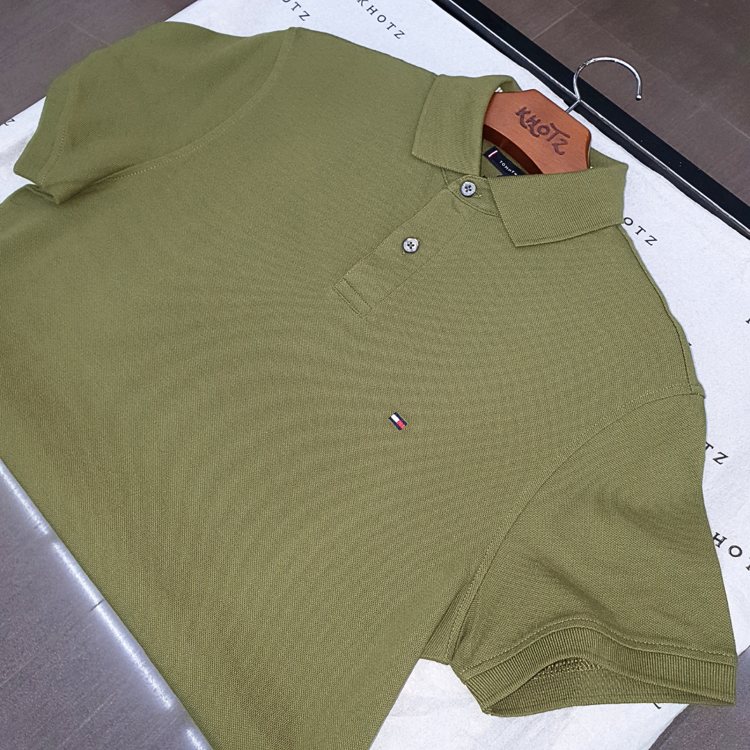 Polo Tommy Hilfiger Masculina  Verde Exercito 1985 Regular Fit