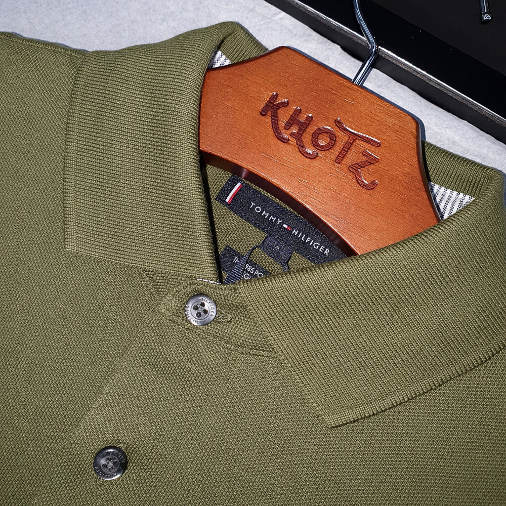 Polo Tommy Hilfiger Masculina  Verde Exercito 1985 Regular Fit