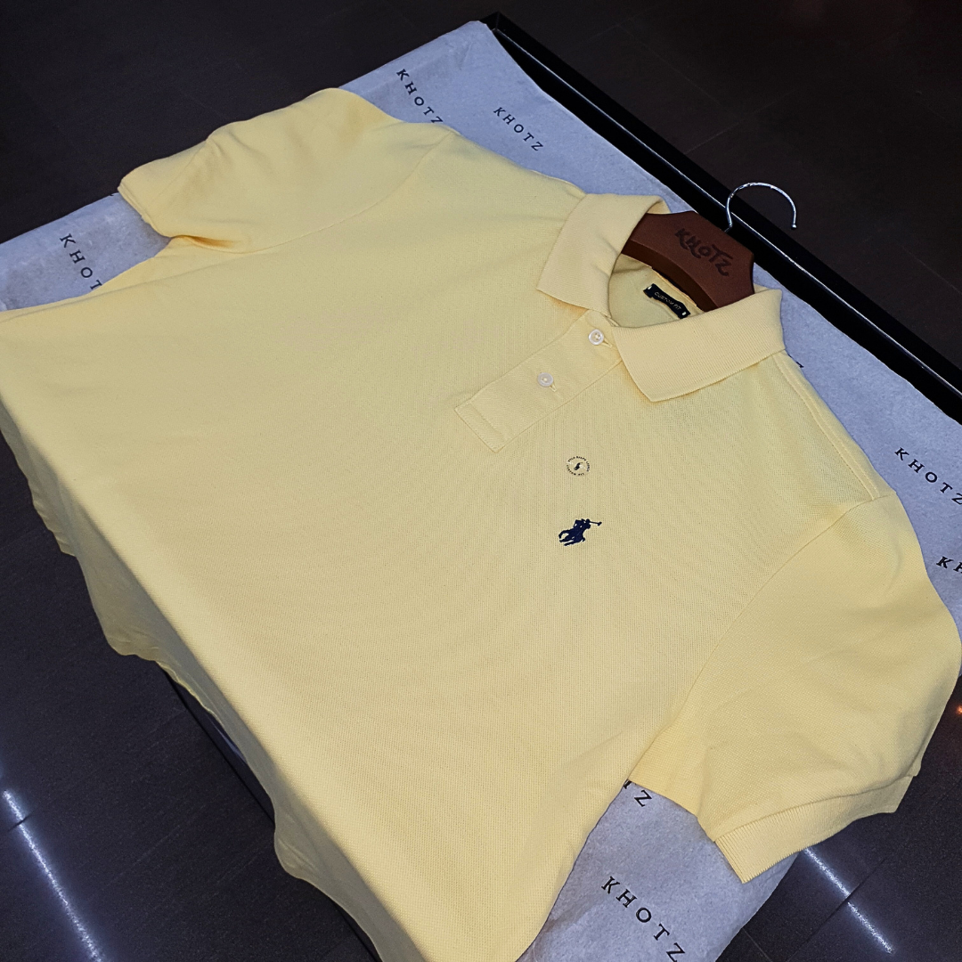Polo Ralph Lauren Masculina Amarela Pony Azul