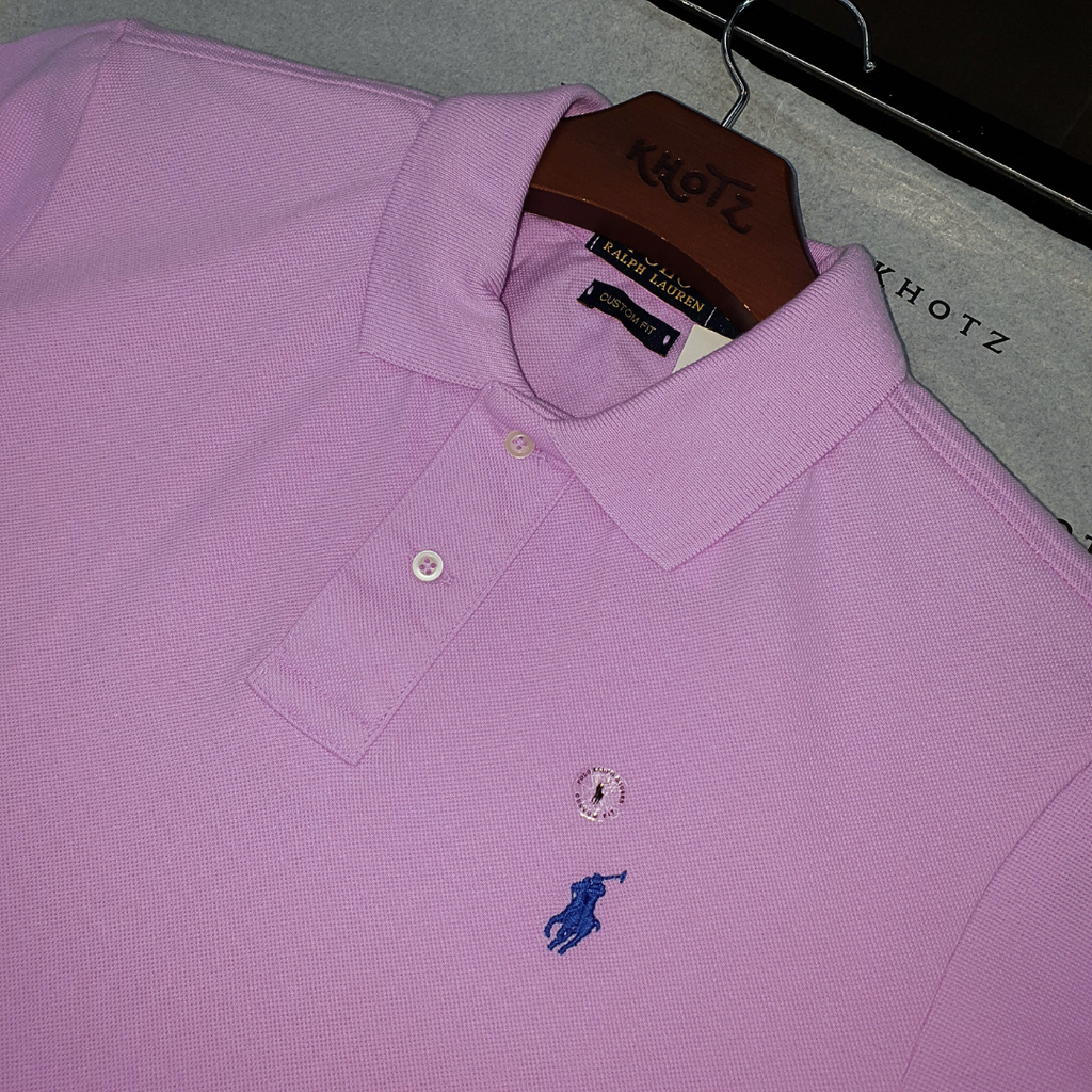 Polo Ralph Lauren Masculina Rosa Claro Pony Azul