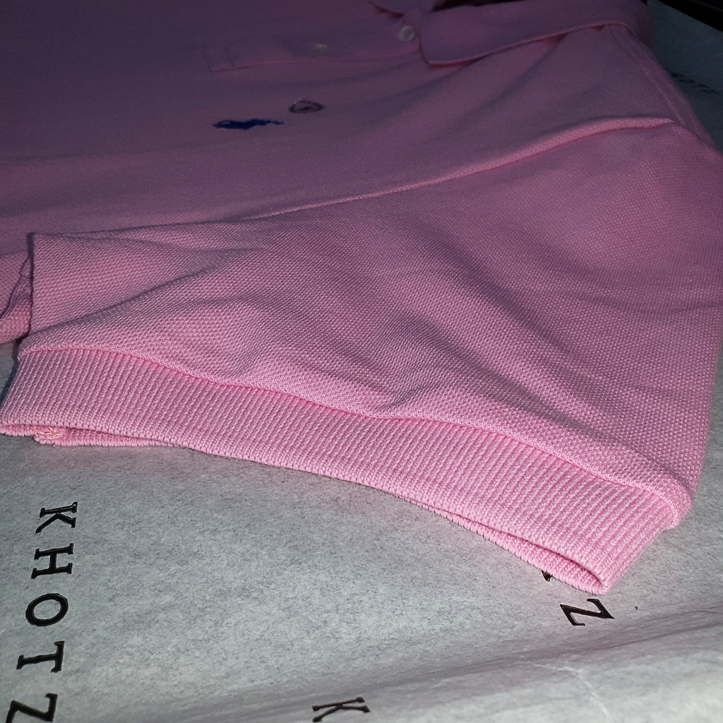 Polo Ralph Lauren Masculina Rosa Claro Pony Azul