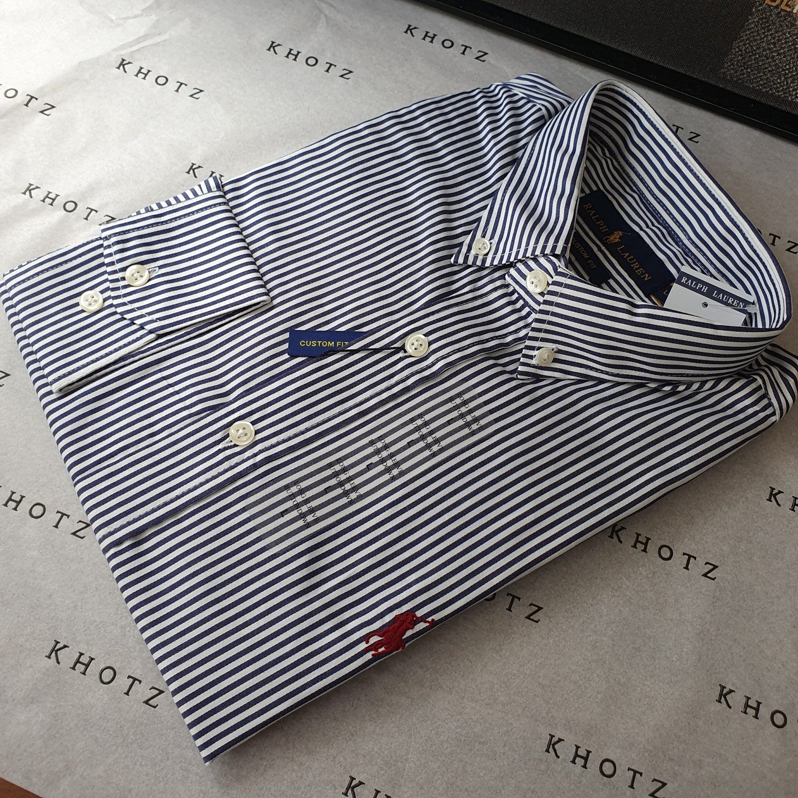 Camisa Ralph Lauren Masculina Azul Petróleo Listras Executiva Pony Bordô