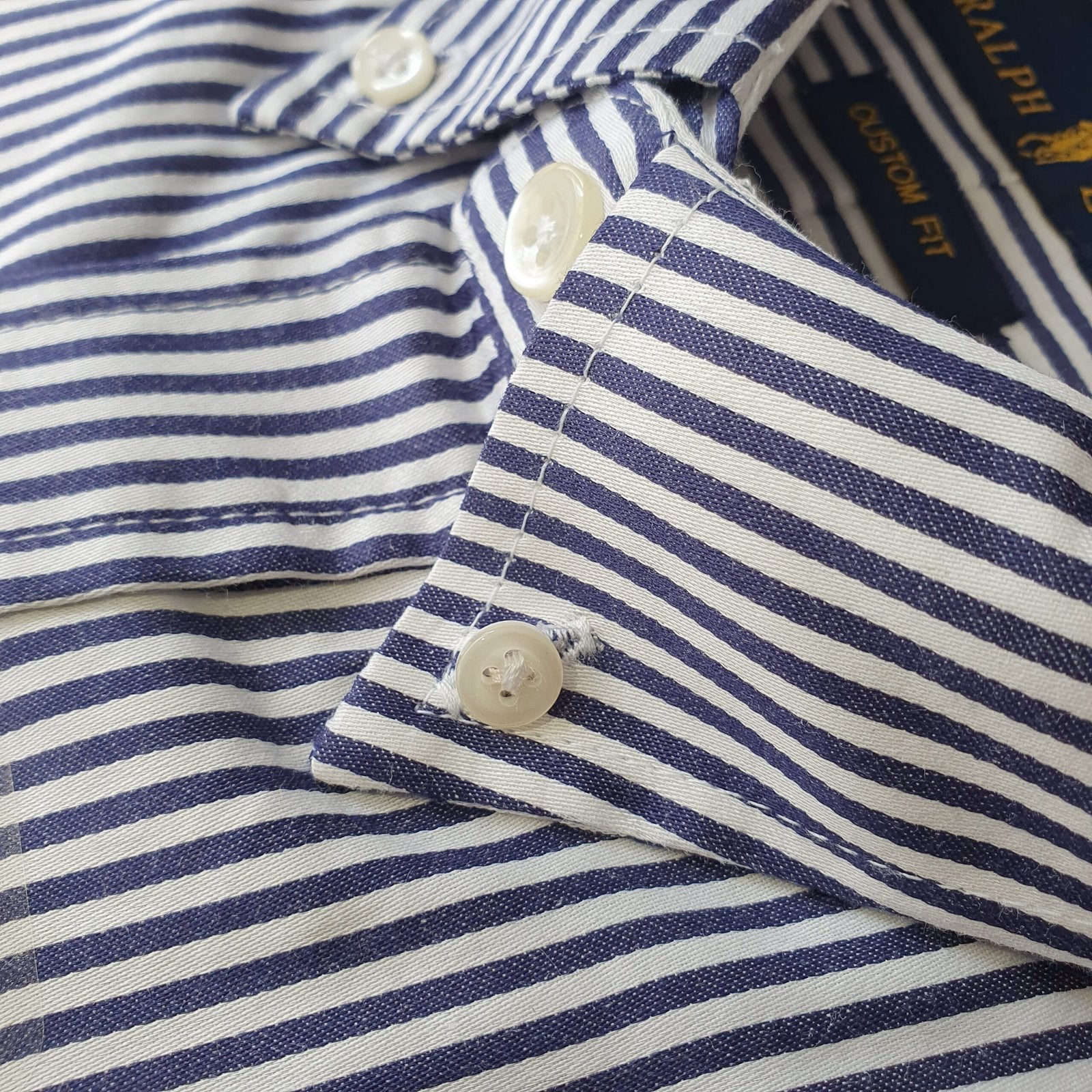 Camisa Ralph Lauren Masculina Azul Petróleo Listras Executiva Pony Bordô