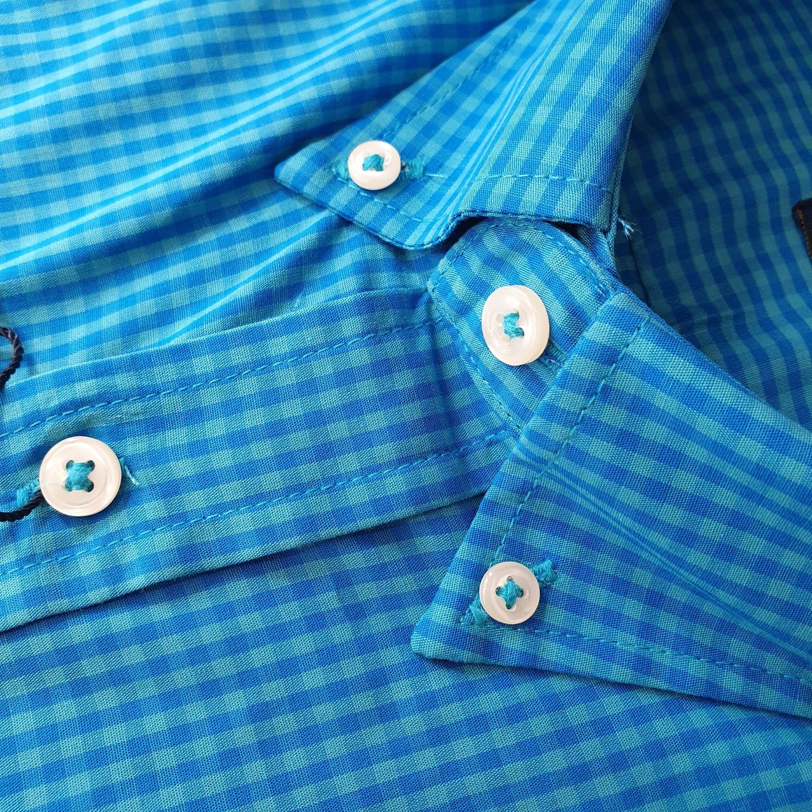 Camisa Ralph Lauren Masculina Micro Xadrez Blue Ice Pony Amarelo