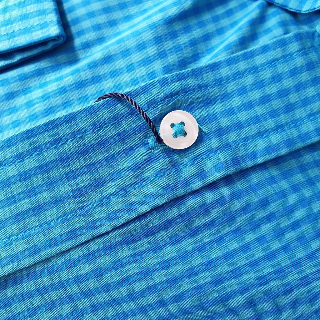 Camisa Ralph Lauren Masculina Micro Xadrez Blue Ice Pony Amarelo