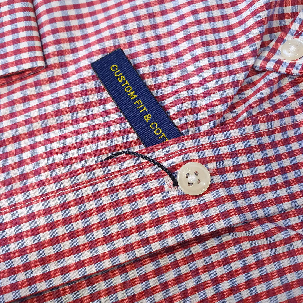 Camisa Ralph Lauren Masculina Micro Xadrez Goiaba Pony Limão