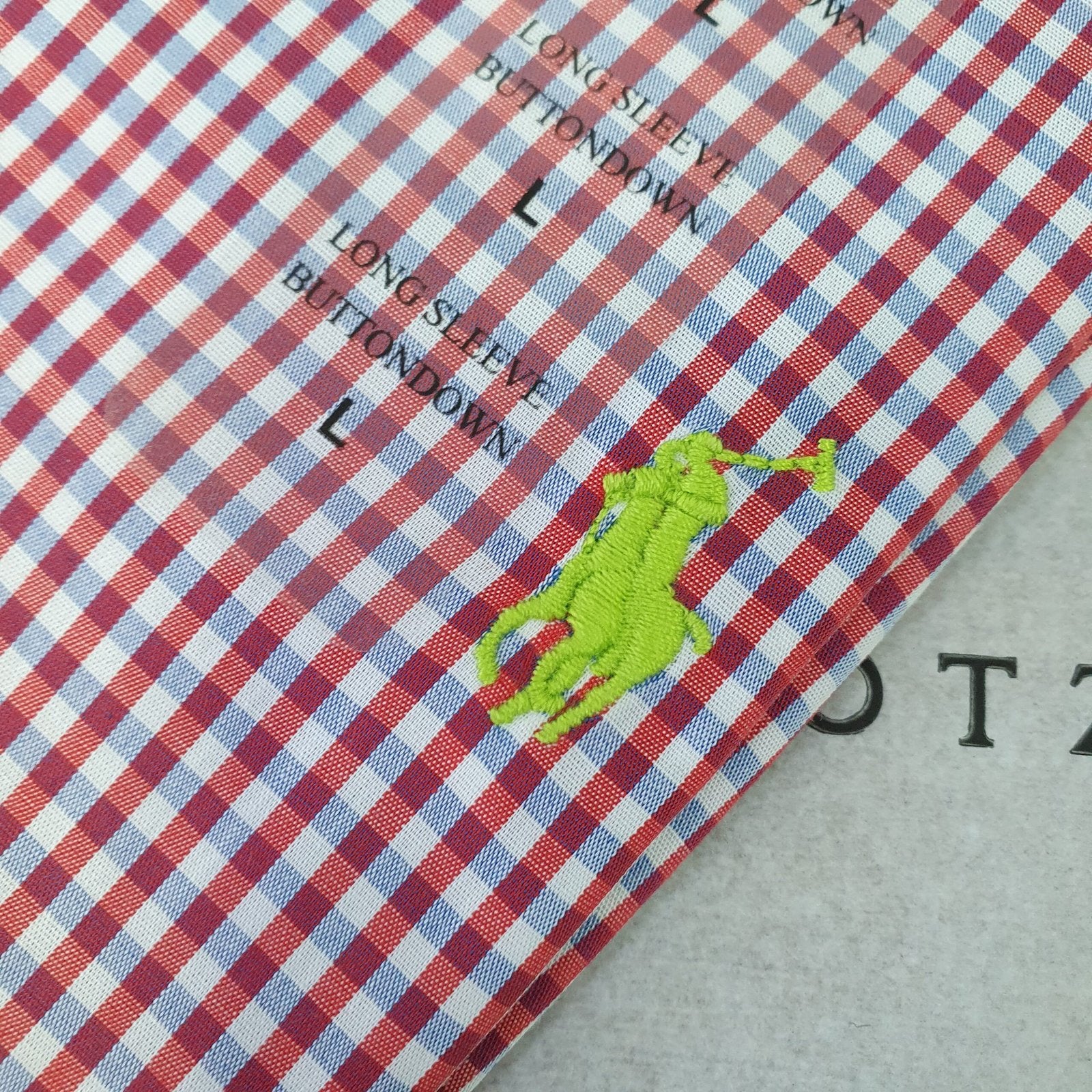 Camisa Ralph Lauren Masculina Micro Xadrez Goiaba Pony Limão
