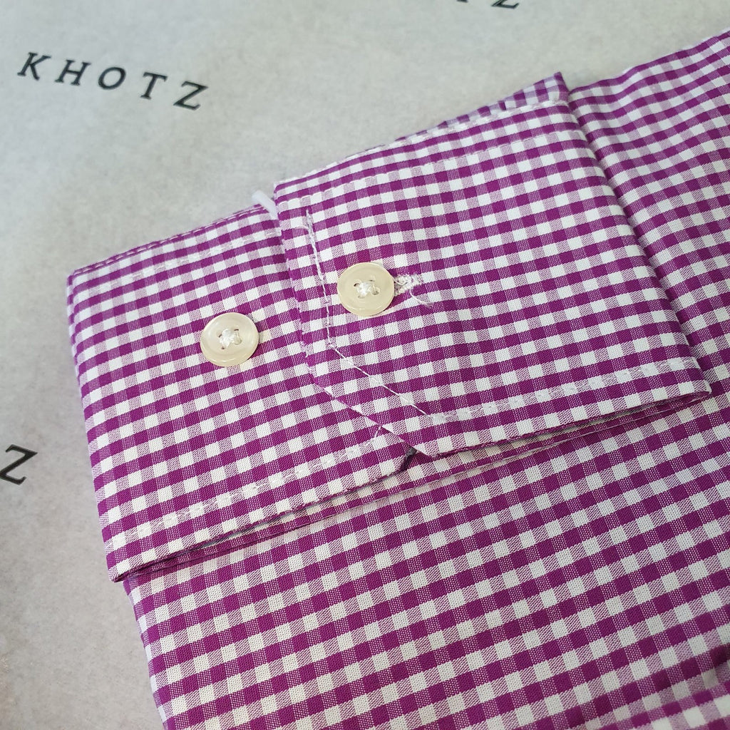 Camisa Ralph Lauren Masculina Micro Xadrez Roxo Pony Amarelo