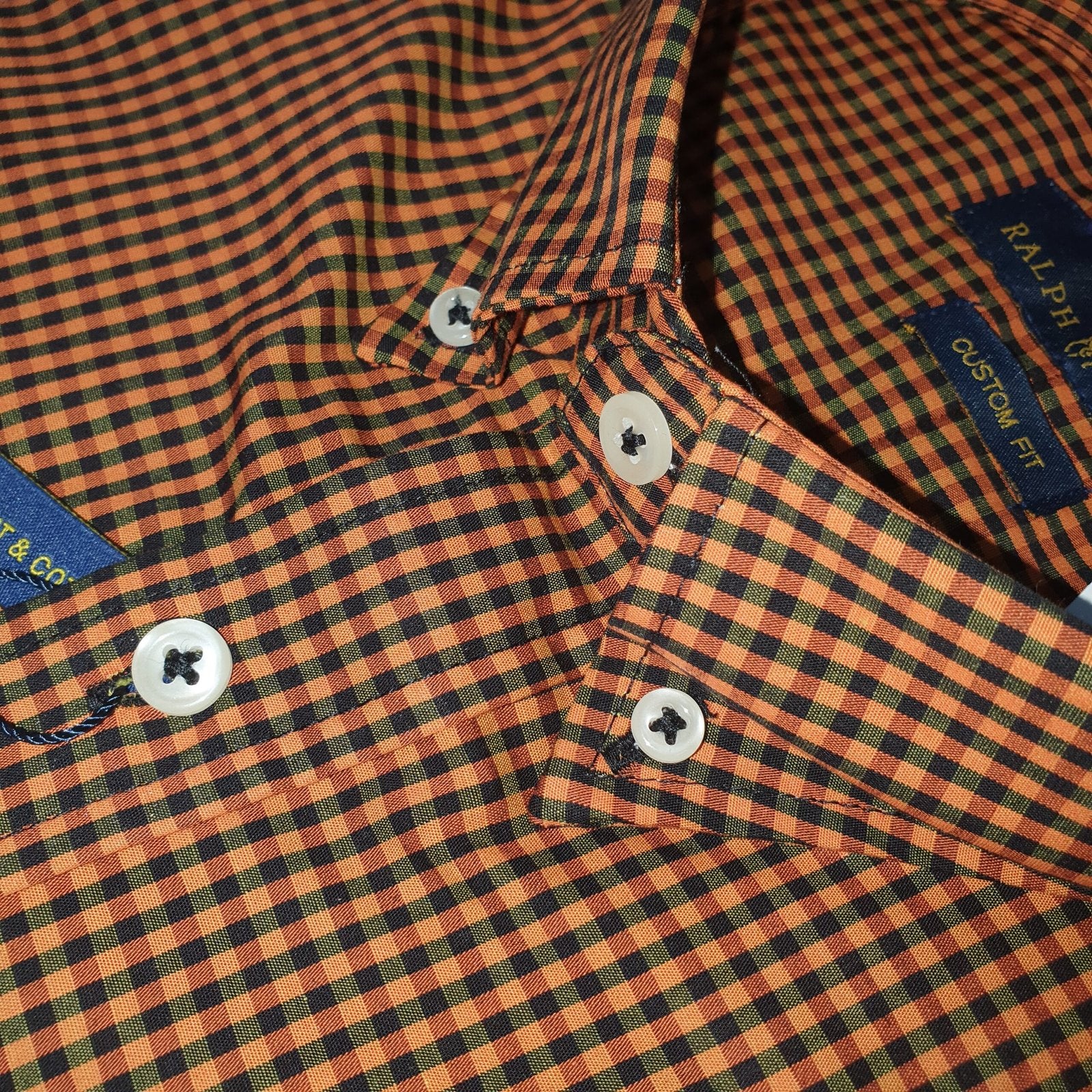 Camisa Ralph Lauren Masculina Micro Xadrez Caramelo Pony Roxo