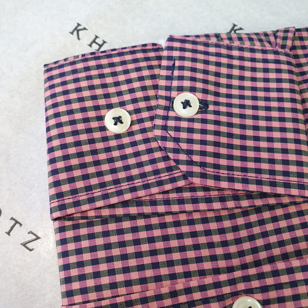 Camisa Ralph Lauren Masculina Micro Xadrez Rosê Pony Goiaba