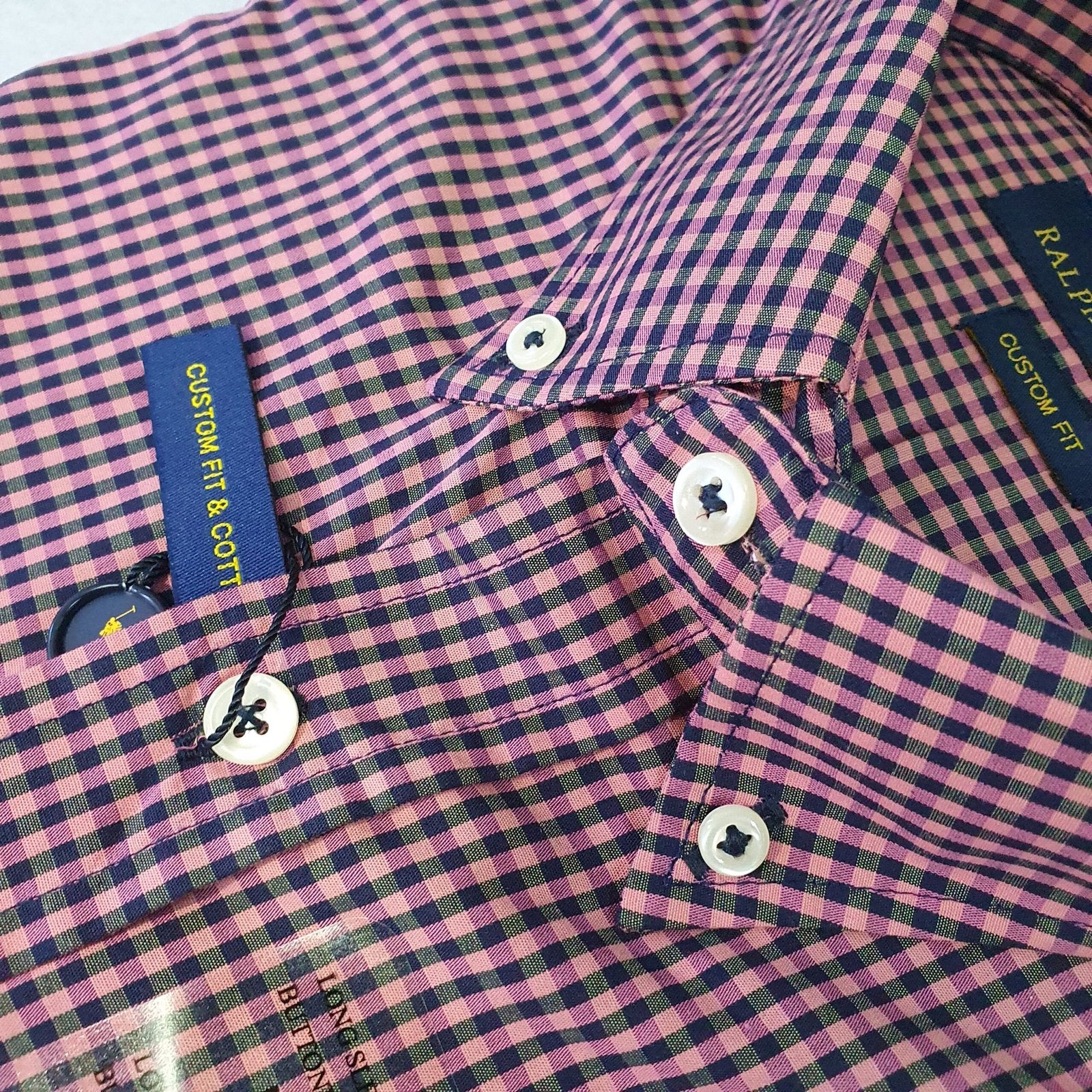 Camisa Ralph Lauren Masculina Micro Xadrez Rosê Pony Goiaba
