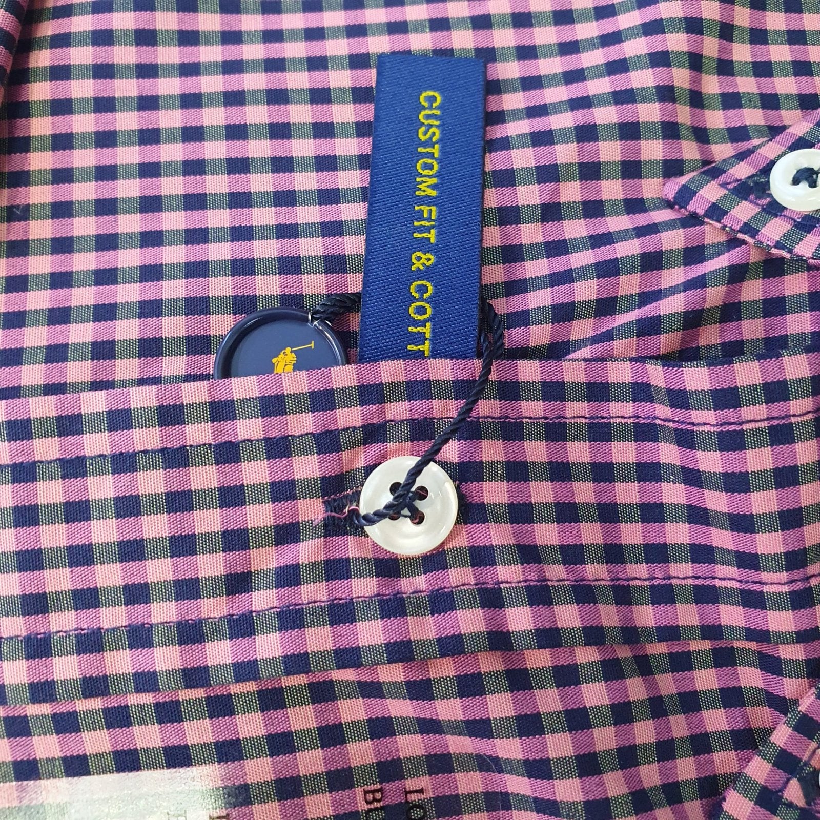 Camisa Ralph Lauren Masculina Micro Xadrez Rosê Pony Goiaba
