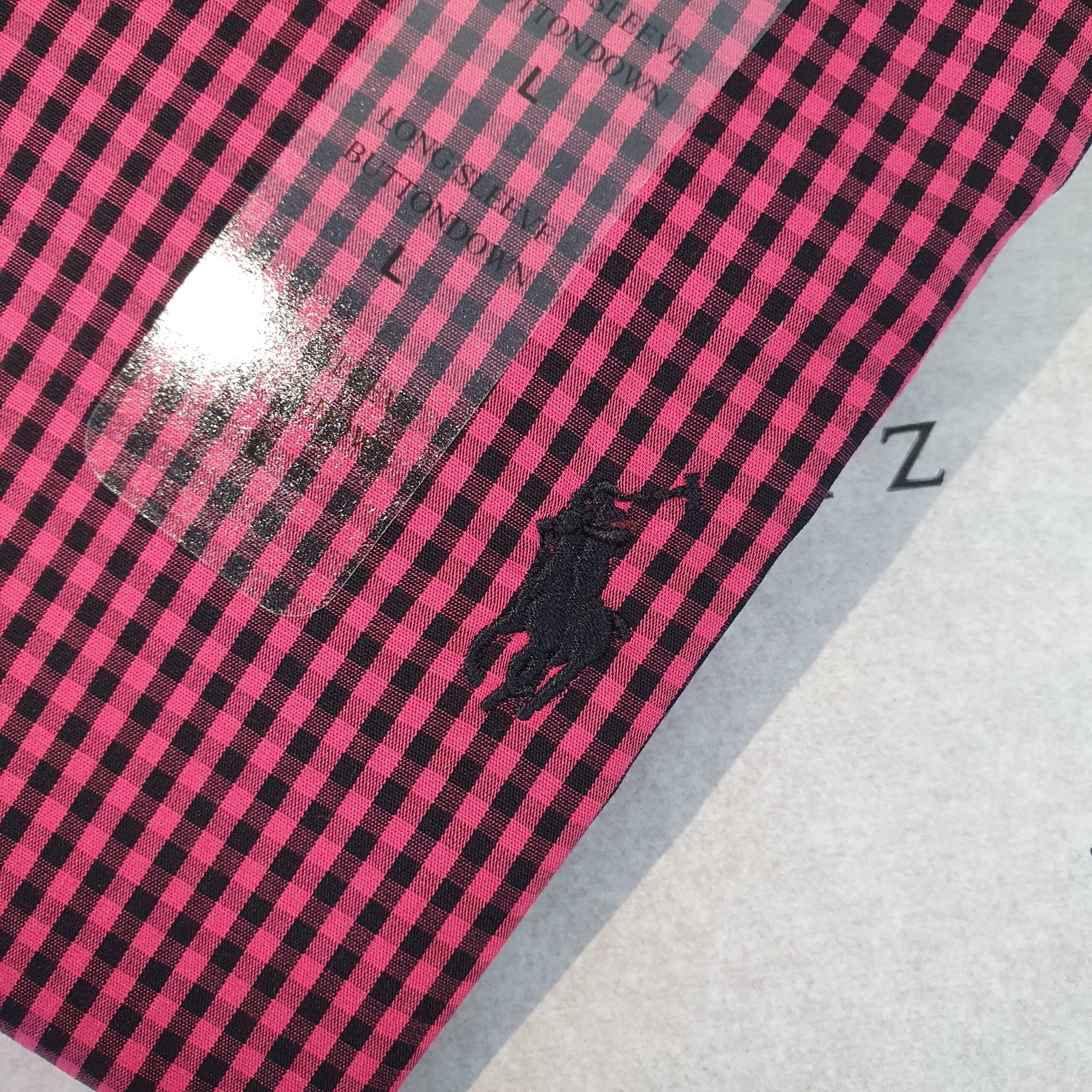 Camisa Ralph Lauren Masculina Micro Xadrez Pitaya Pony Preto
