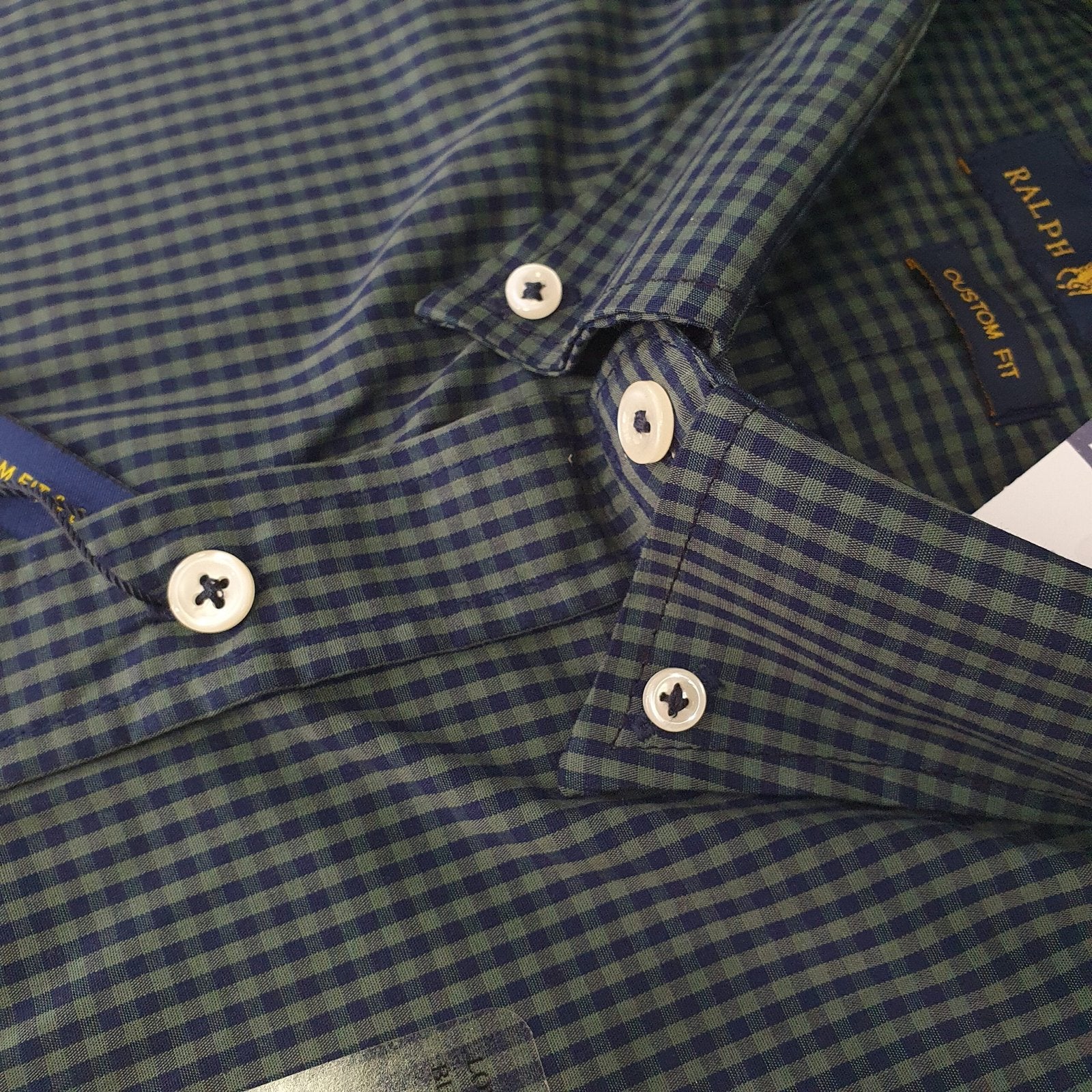 Camisa Ralph Lauren Masculina Micro Xadrez Verde Floresta Pony Vermelho