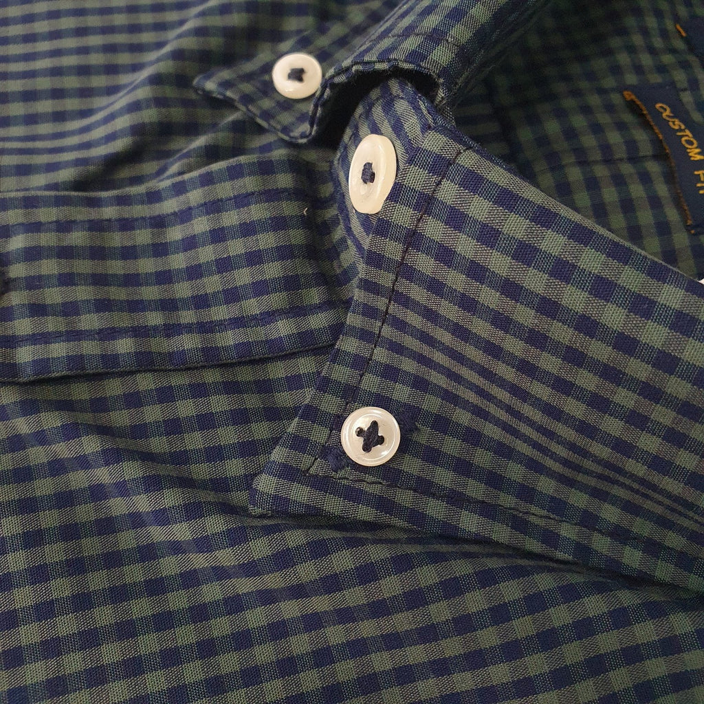 Camisa Ralph Lauren Masculina Micro Xadrez Verde Floresta Pony Vermelho