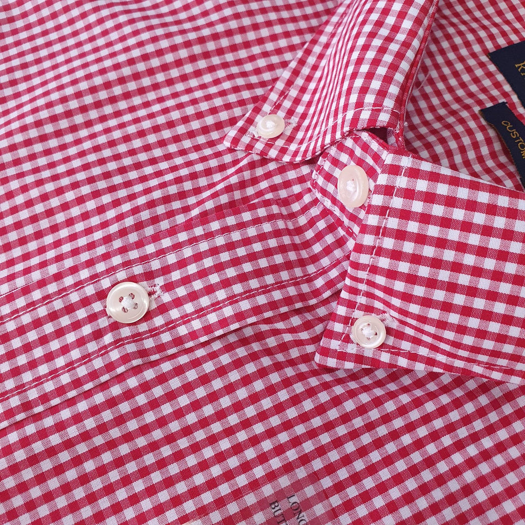 Camisa Ralph Lauren Masculina Micro Xadrez Vermelho Pony Amarelo