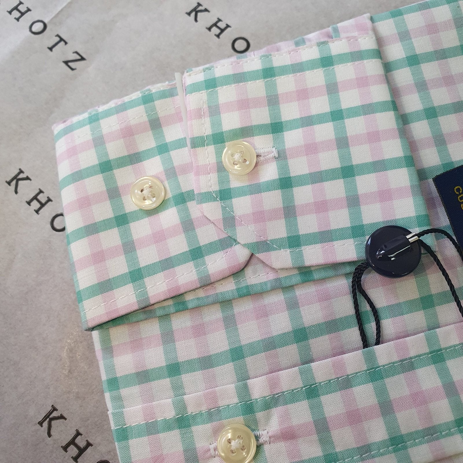 Camisa Ralph Lauren Masculina Xadrez Rosado com Listras Pony Azul