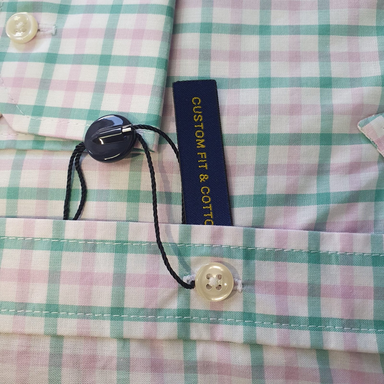 Camisa Ralph Lauren Masculina Xadrez Rosado com Listras Pony Azul