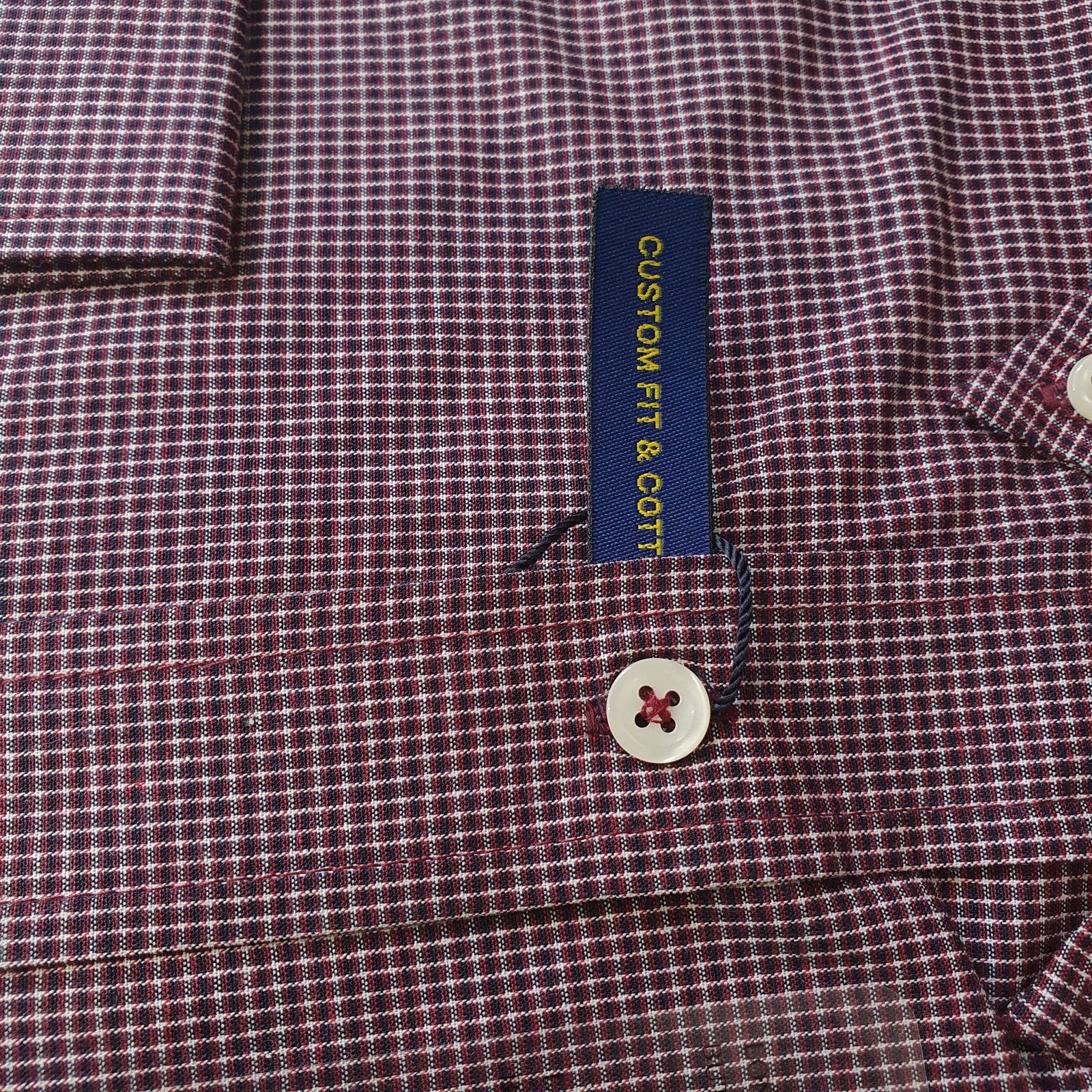 Camisa Ralph Lauren Masculina Micro Xadrez Executivo Bordô Pony Azul