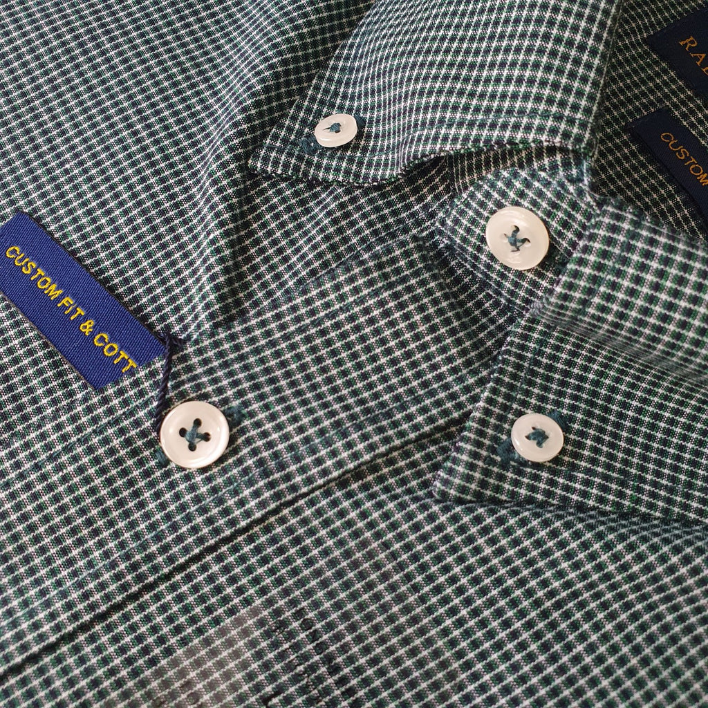 Camisa Ralph Lauren Masculina Micro Xadrez Executivo Verde Pony Azul