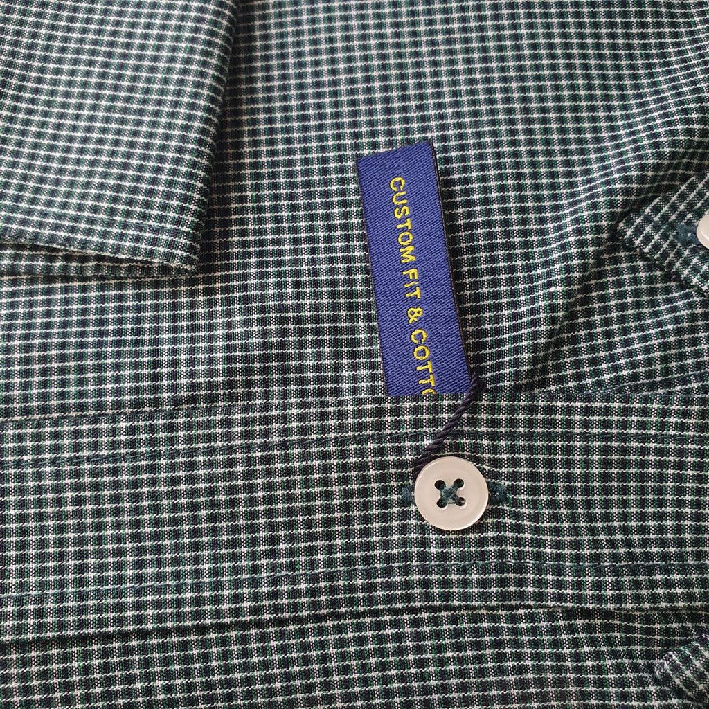 Camisa Ralph Lauren Masculina Micro Xadrez Executivo Verde Pony Azul