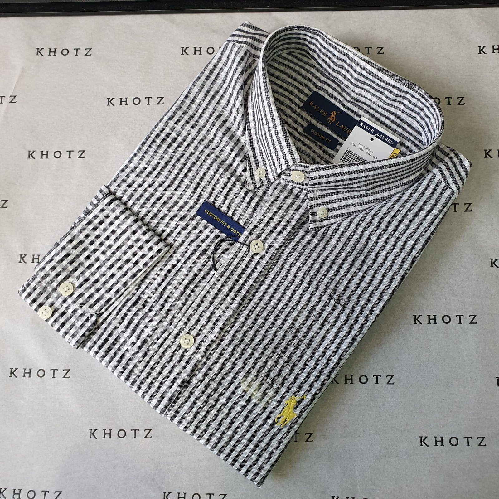 Camisa Ralph Lauren Masculina Preta Listras Pony Amarelo