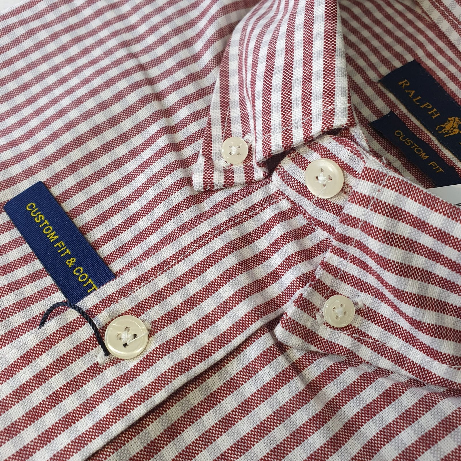 Camisa Ralph Lauren Masculina Bordô Listras Brancas Pony Azul