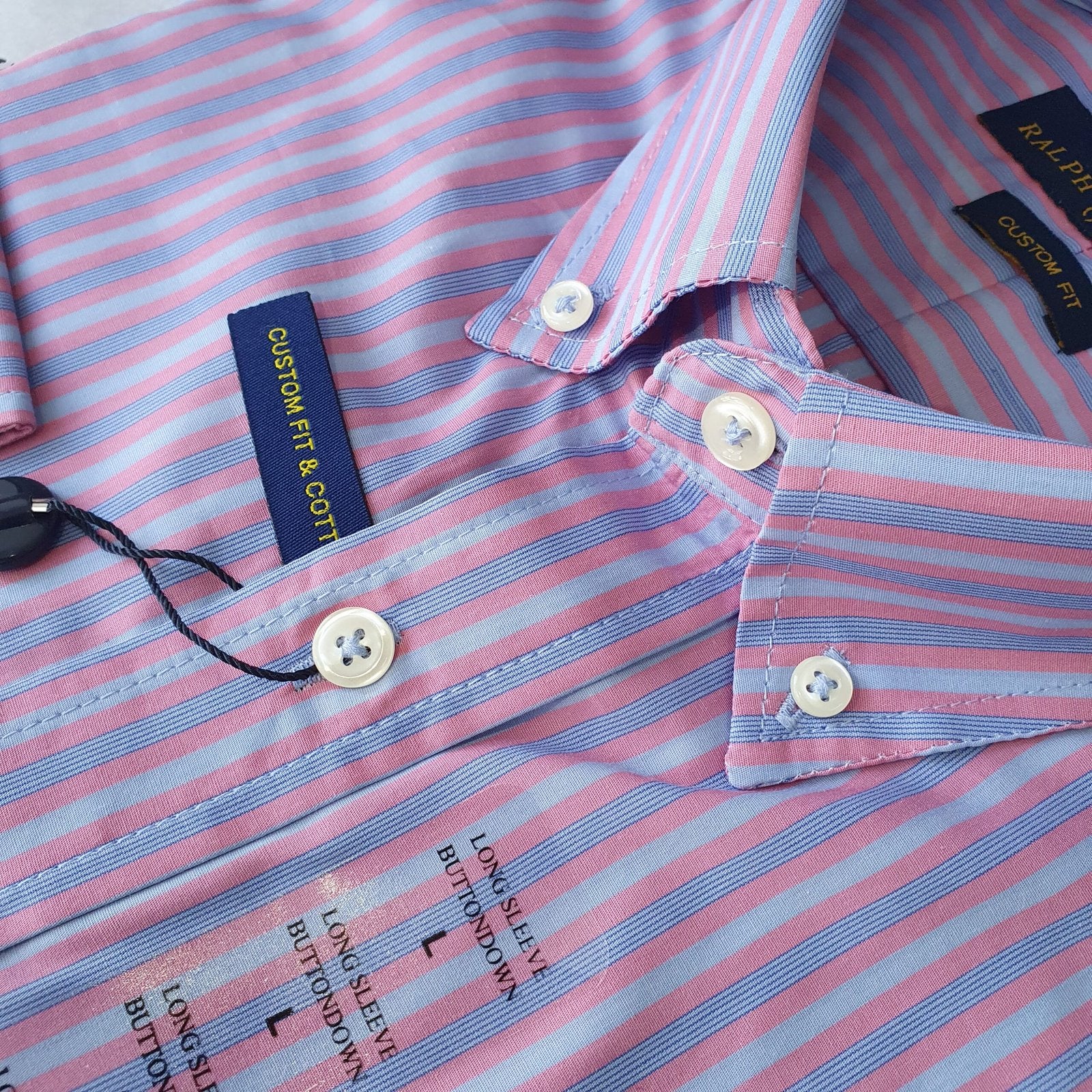 Camisa Ralph Lauren Masculina Lilás Listras Pony Azul