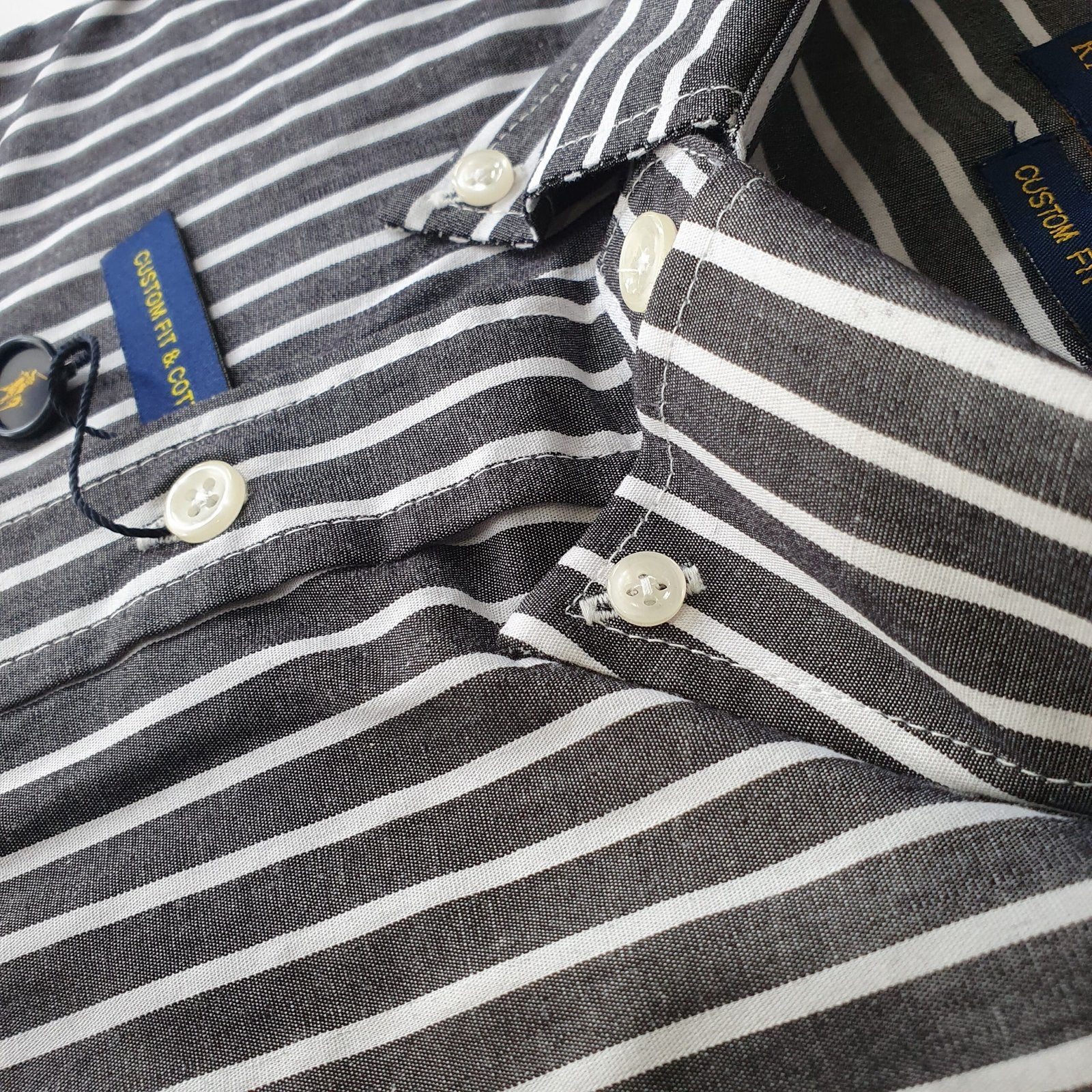 Camisa Ralph Lauren Masculina Preta Listras Europa Pony Dourado