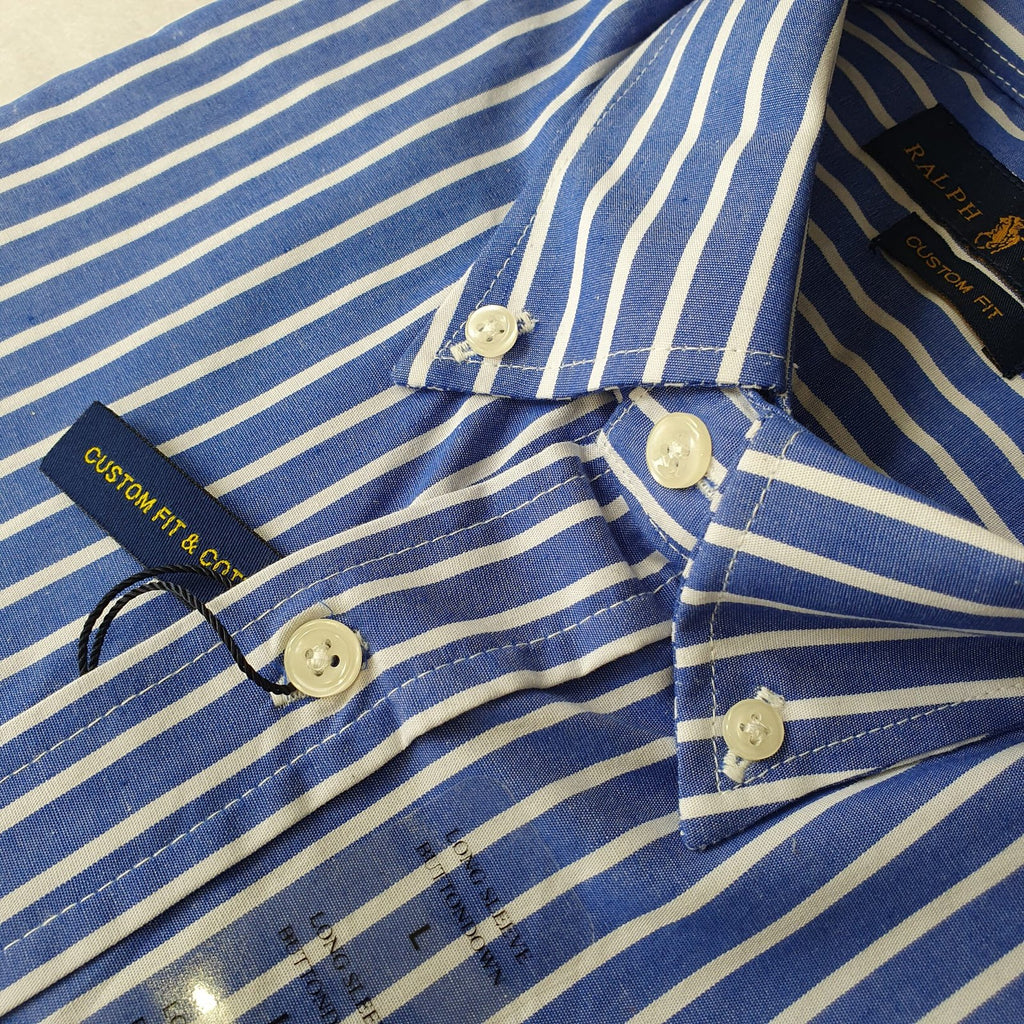 Camisa Ralph Lauren Masculina Azul Listras Europa Pony Amarelo