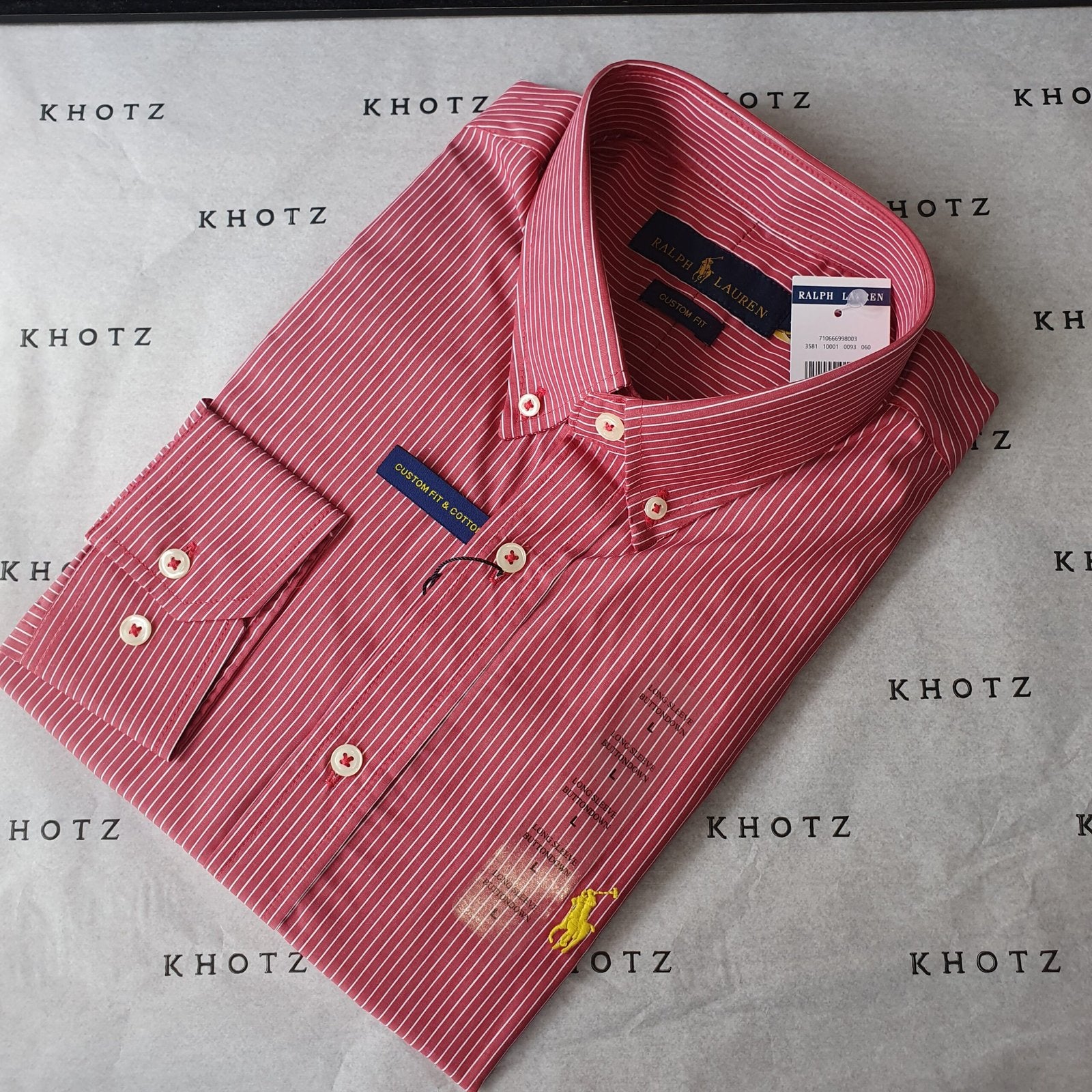 Camisa Ralph Lauren Masculina Vermelho Cereja Listras Pony Amarelo