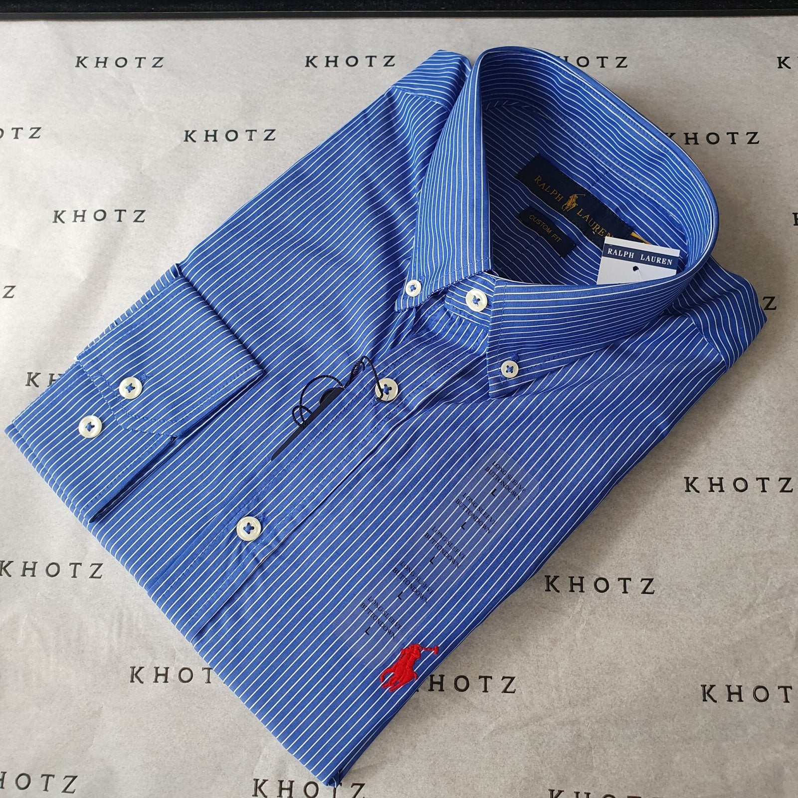 Camisa Ralph Lauren Masculina Azul Cintilante Listras Pony Vermelho