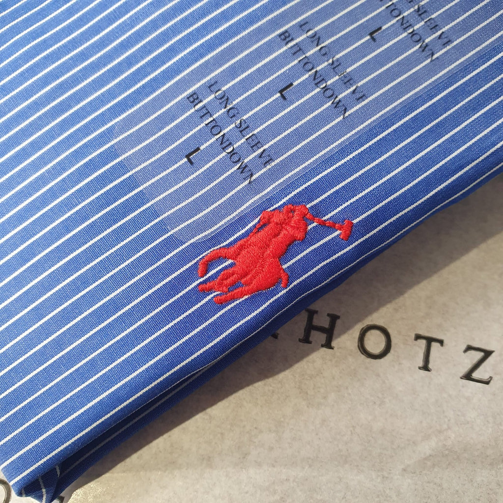 Camisa Ralph Lauren Masculina Azul Cintilante Listras Pony Vermelho