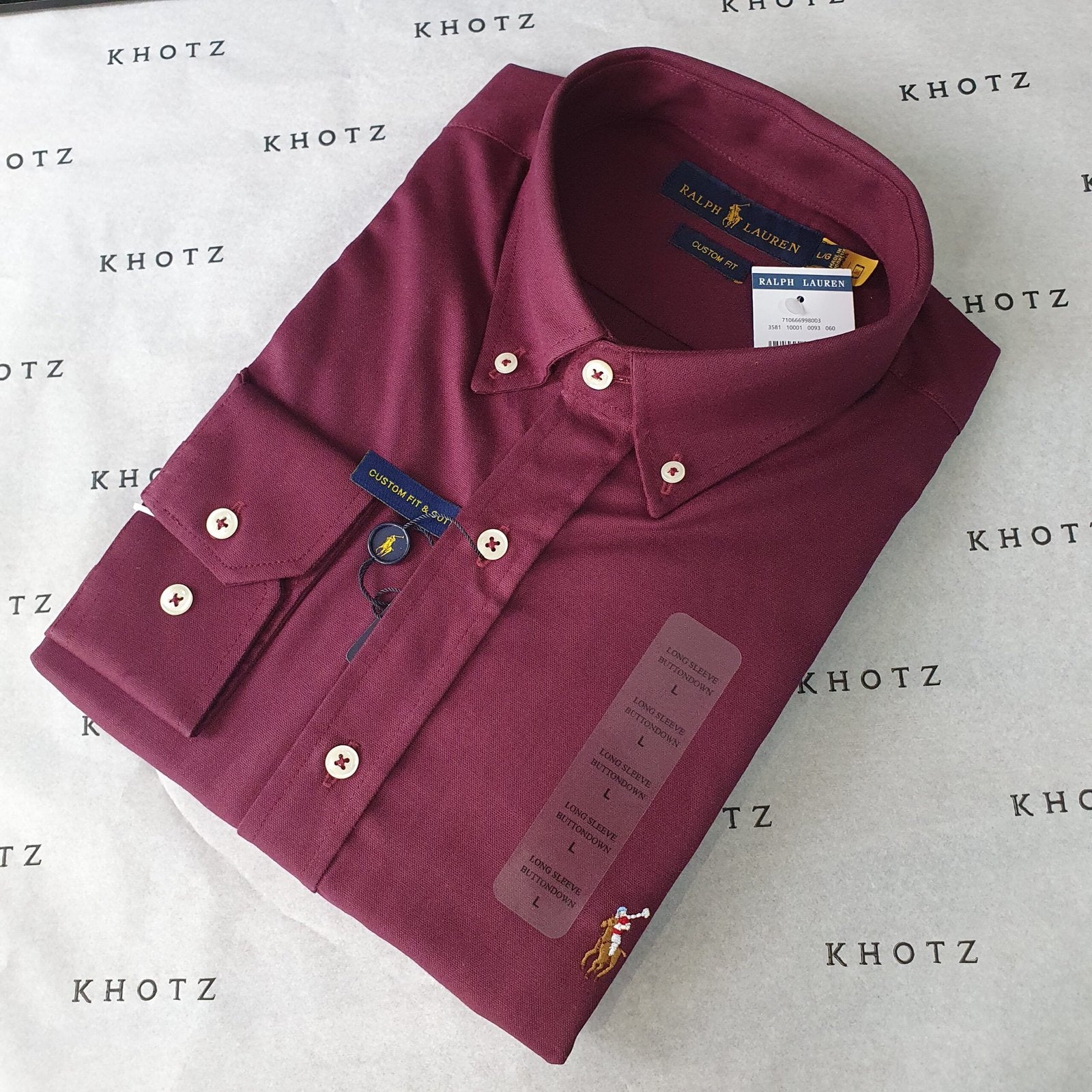 Camisa Ralph Lauren Masculina Oxford Bordô Pony Colorido