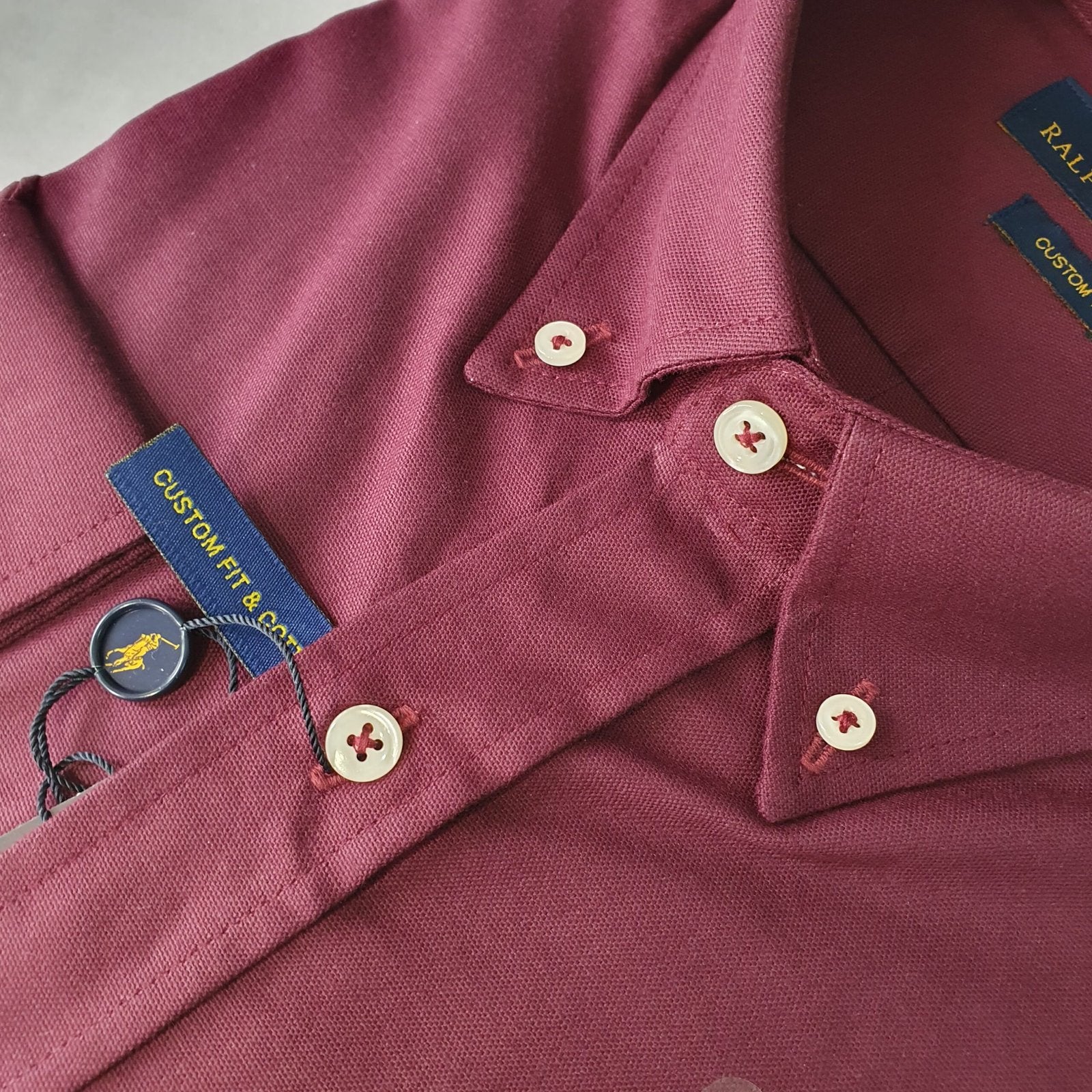 Camisa Ralph Lauren Masculina Oxford Bordô Pony Colorido