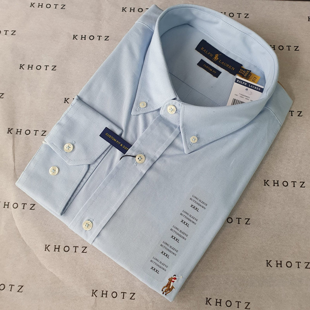 Camisa Ralph Lauren Masculina Oxford Azul Bebê Pony Colorido