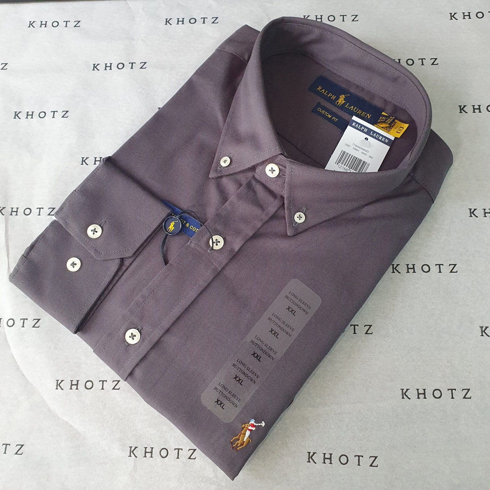 Camisa Ralph Lauren Masculina Oxford Chumbo Pony Colorido