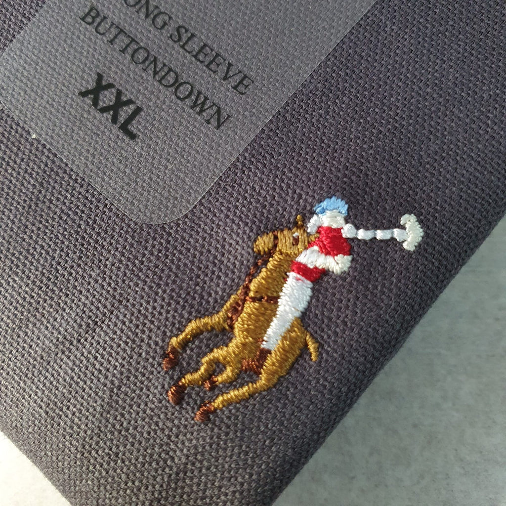 Camisa Ralph Lauren Masculina Oxford Chumbo Pony Colorido