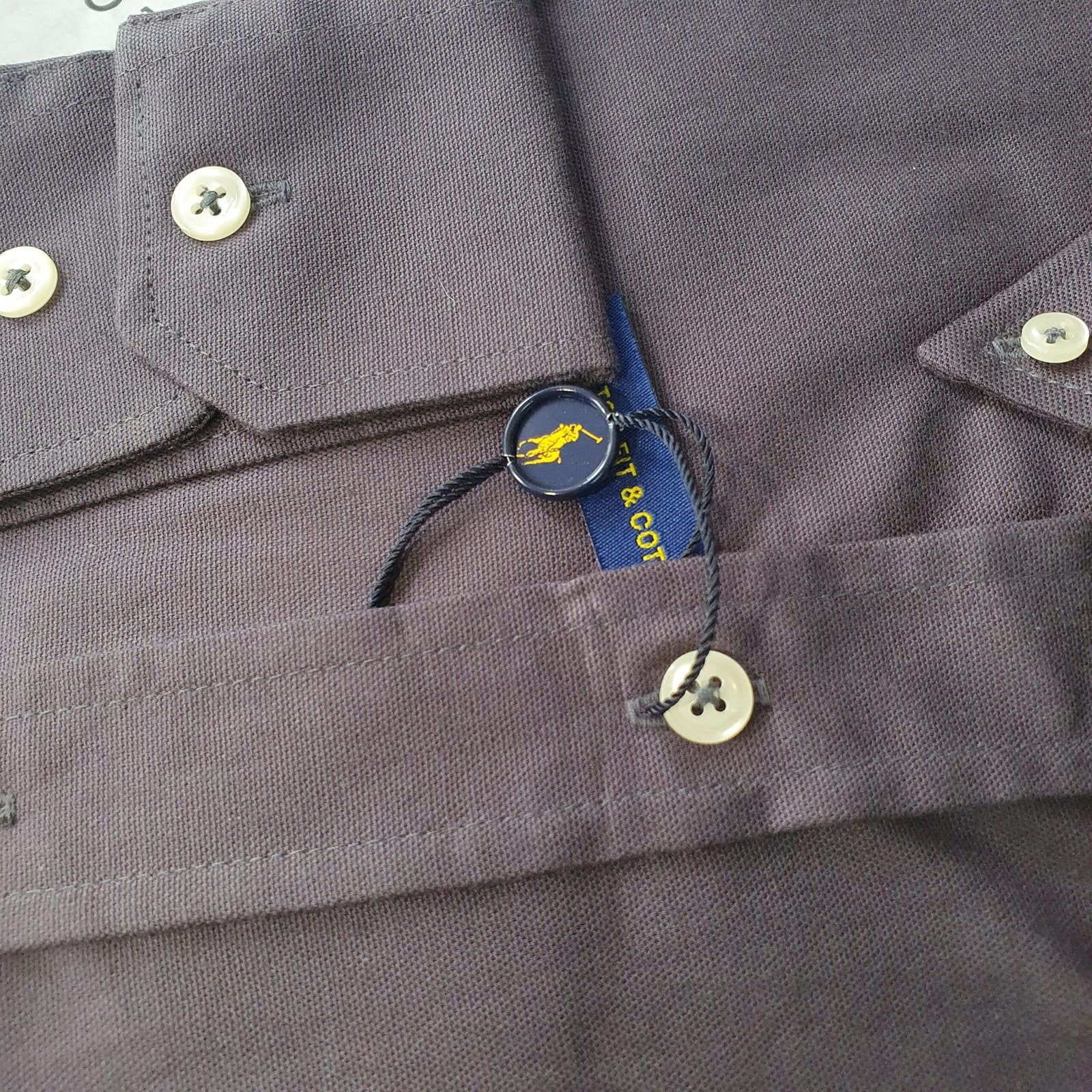 Camisa Ralph Lauren Masculina Oxford Chumbo Pony Colorido
