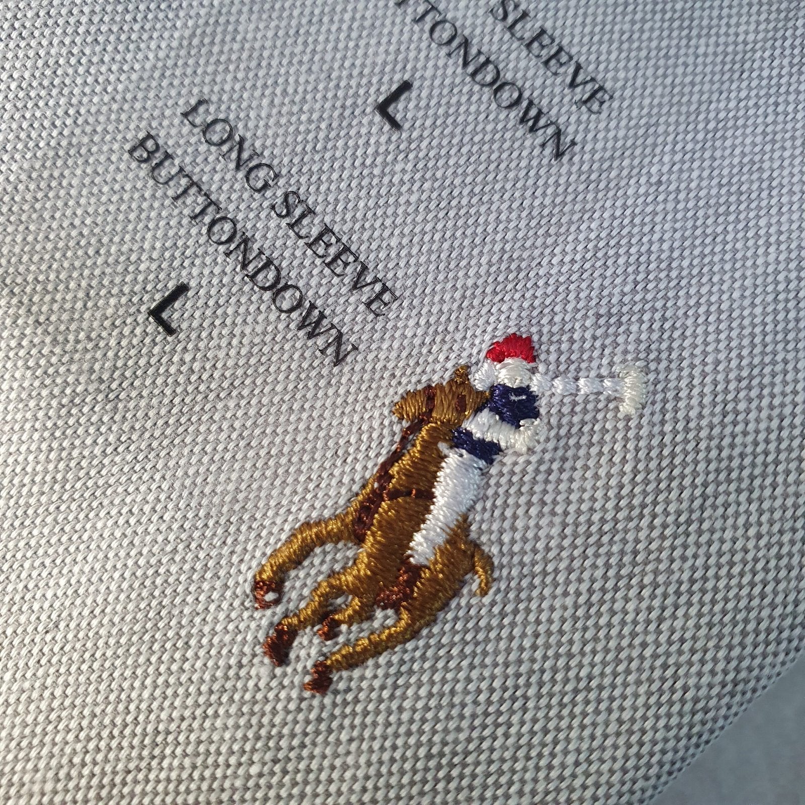 Camisa Ralph Lauren Masculina Oxford Cinza Prateado Pony Colorido