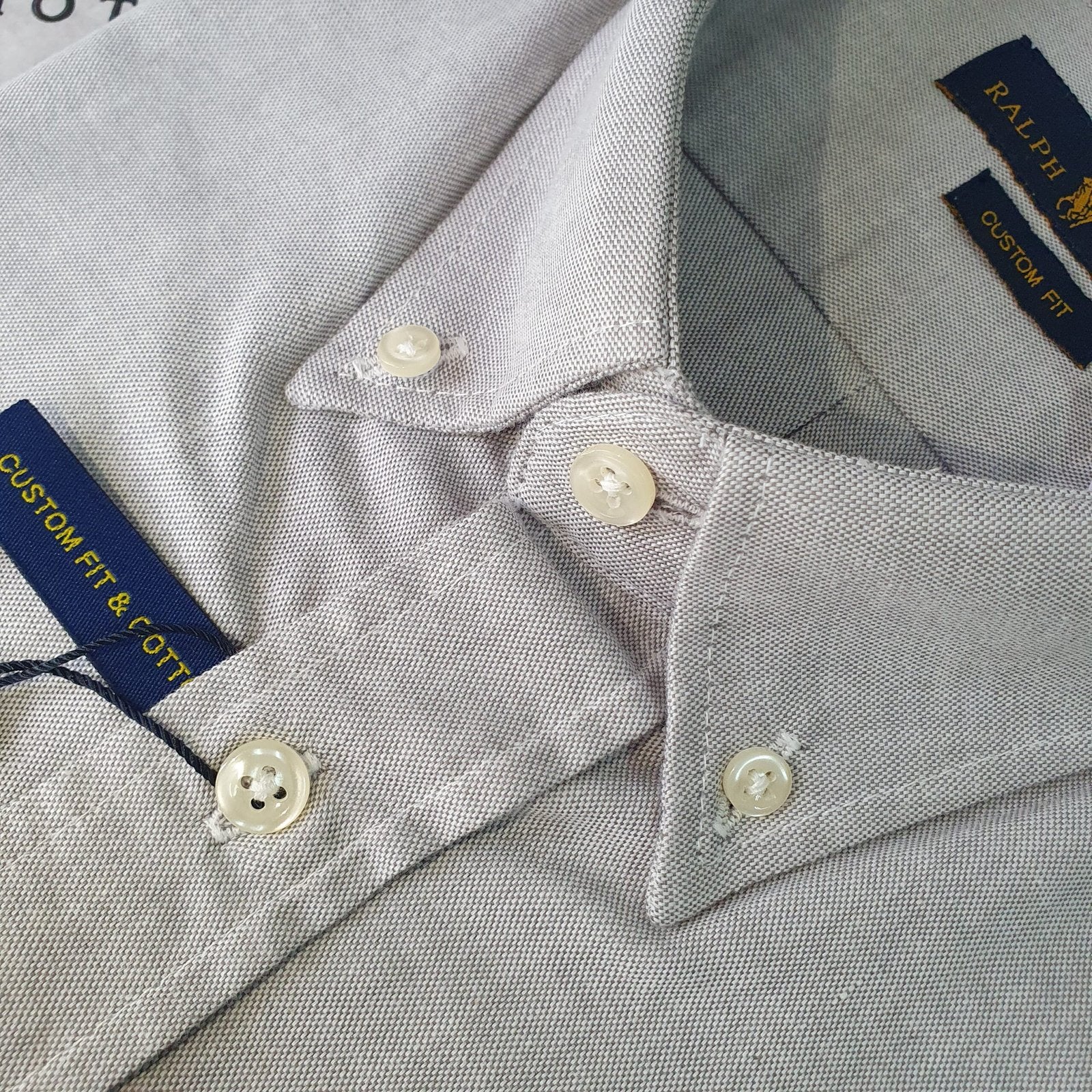 Camisa Ralph Lauren Masculina Oxford Cinza Prateado Pony Colorido