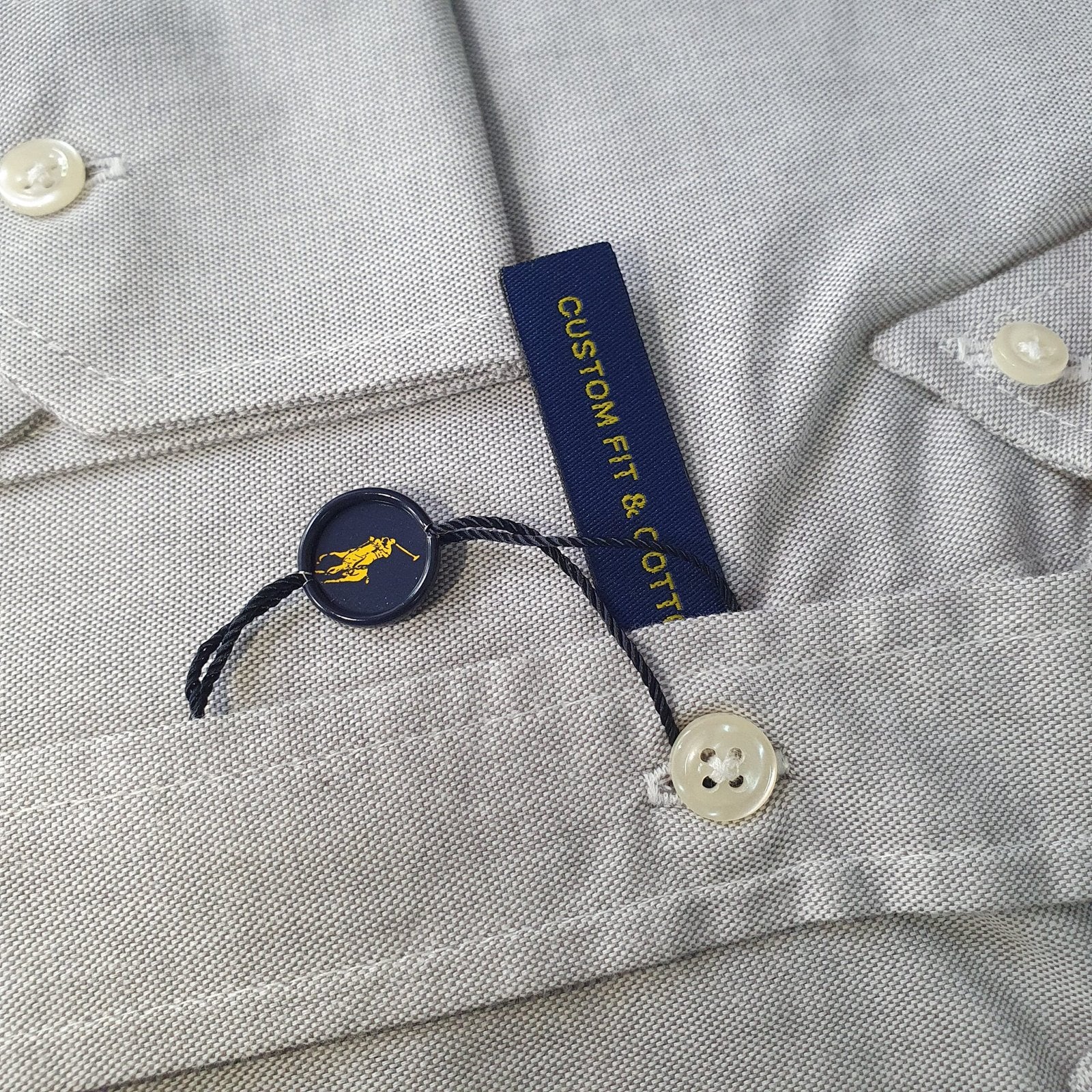 Camisa Ralph Lauren Masculina Oxford Cinza Prateado Pony Colorido